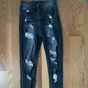 Ripped Highwaisted Light Black Jeans